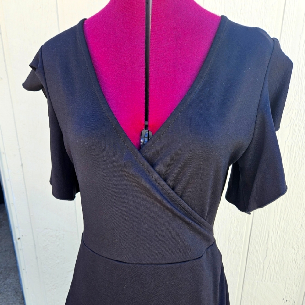 24 Seven Elegant Black Wrap Dress NWT